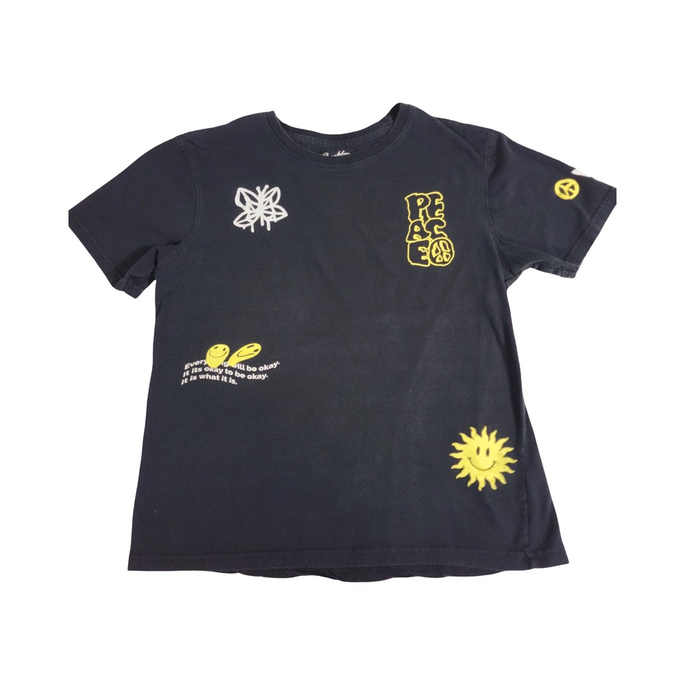 Brooklyn Cloth Black‎ Graphic T Shirt Peace Sun Smiley Face Mens Medium